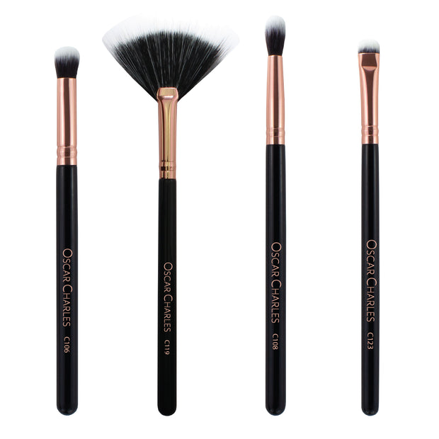 Oscar Charles Luxe Pro 12 Piece Radiance Makeup Brush Set Rose Gold/Black